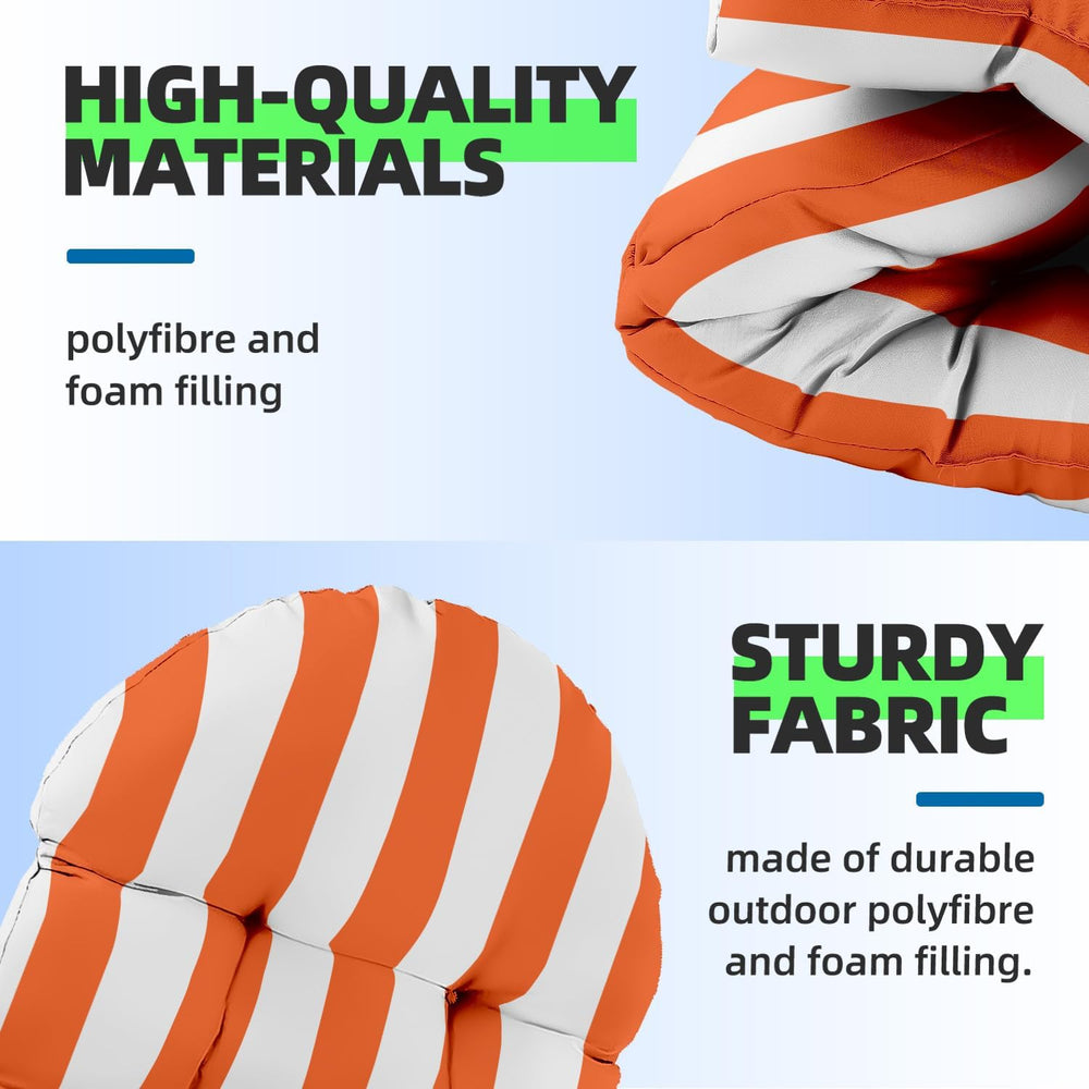 Adirondack Chair Cushions 44x19x4 in Set of 2, Orange Stripe