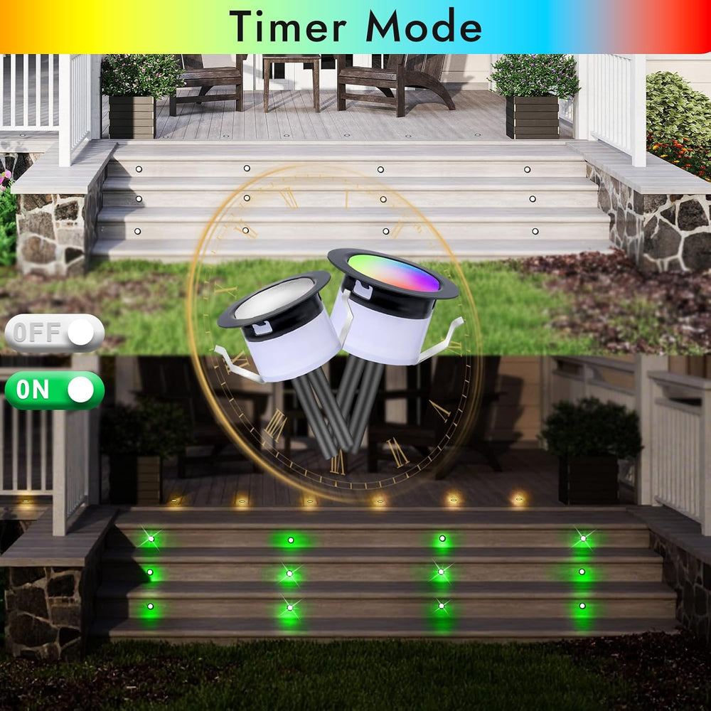 FVTLED LED Deck Lights Kit, 30pcs Φ1.22 WiFi Smart Phone Control Low Voltage ...