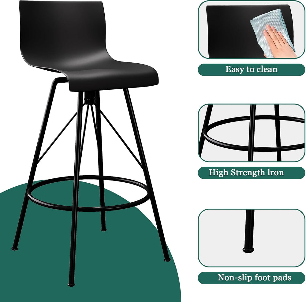 Haobo Metal Bar Stools, Counter Stools Chairs Plastic Seat Swivel Stools Set ...