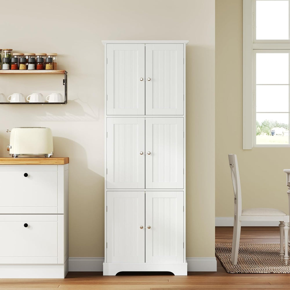 ChooChoo 63.2" Tall Bathroom Storage Cabinet with 6 Doors, Pantry Cabinet