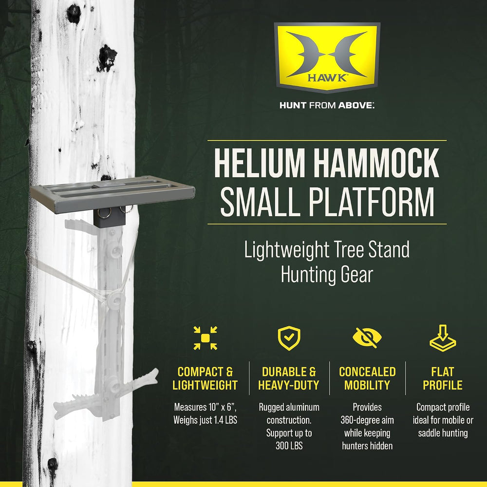 Hawk Helium Hammock Small Tree Stand Platform with Quiet Step, 10 x 6 Inch