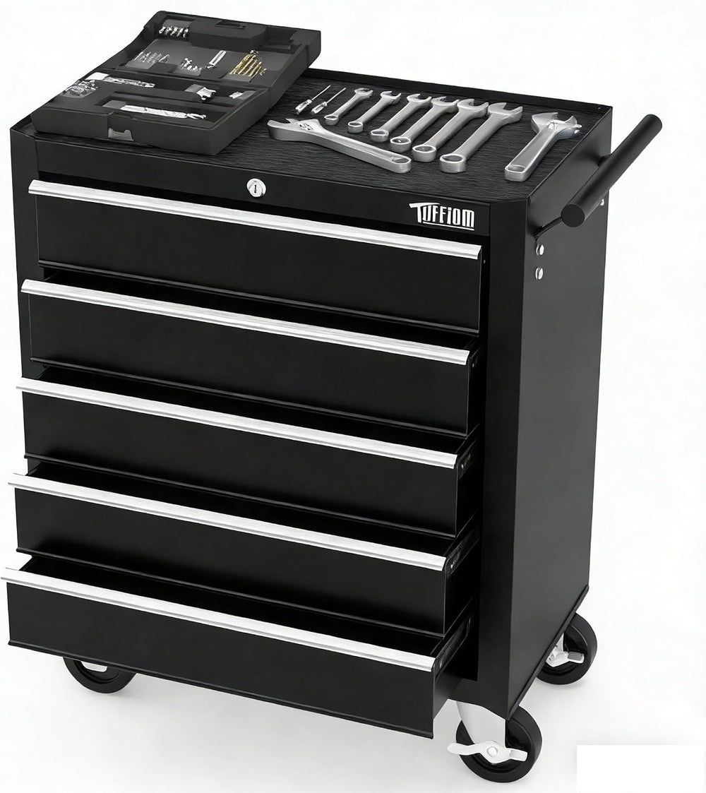 TUFFIOM 5-Drawer Rolling Tool Chest w/Drawers & Lock, Tool Storage Cabine...