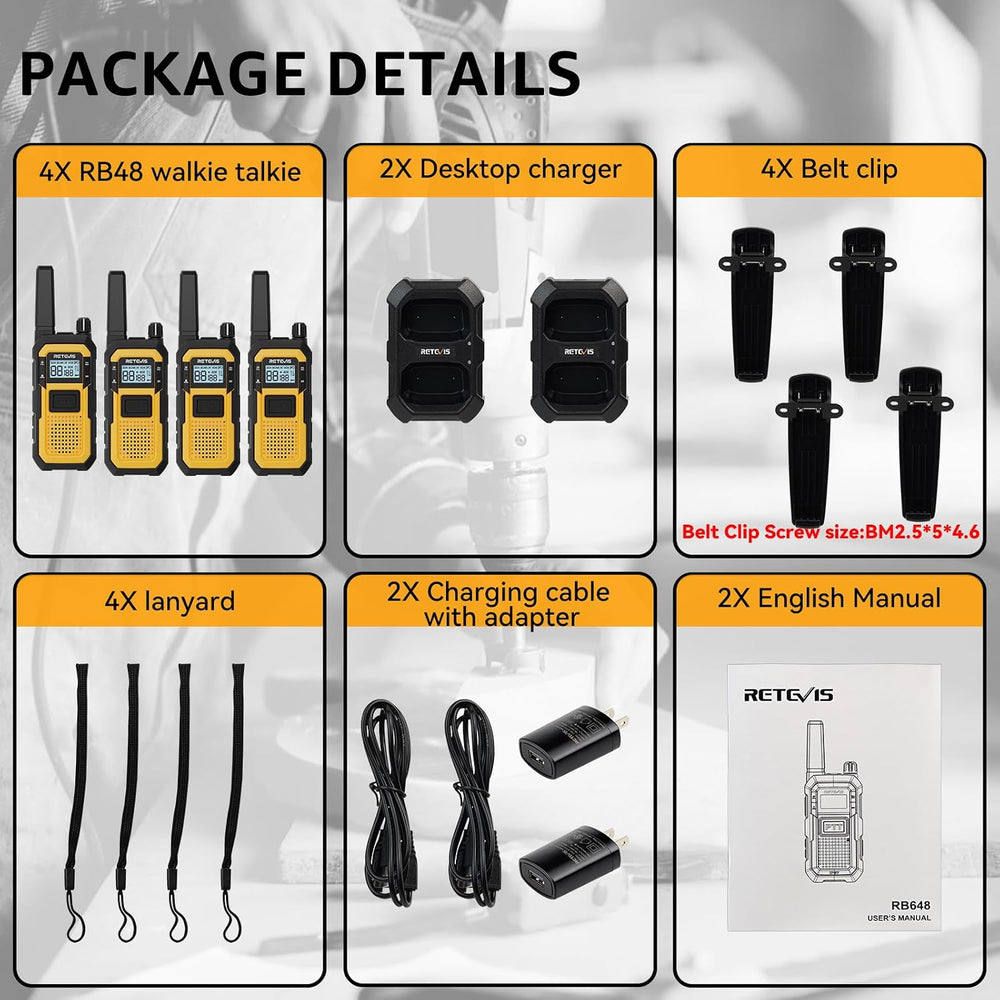 Retevis RB48 Military-Standard & IP67 Waterproof Walkie Talkies Long Range