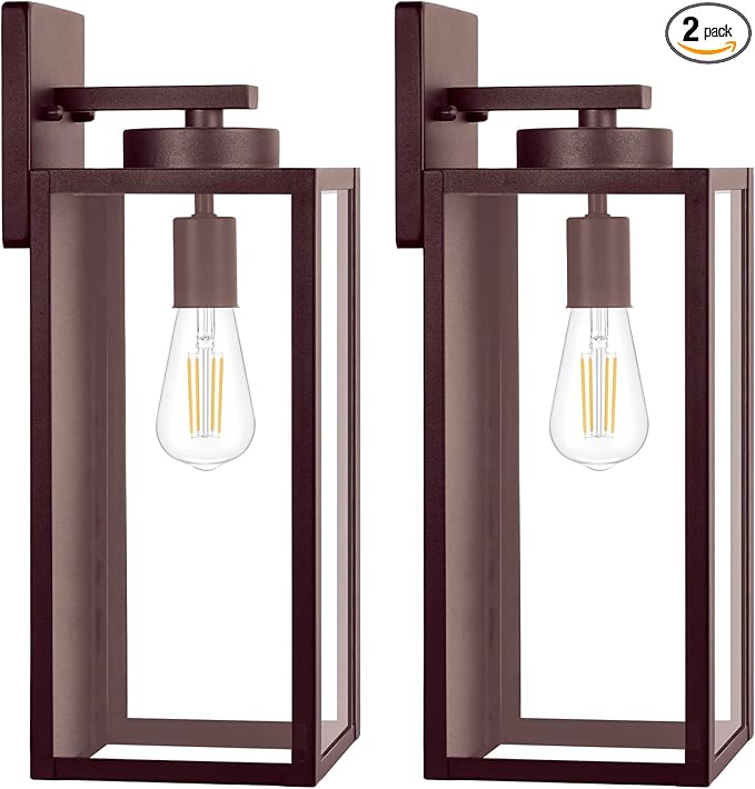 Large Size Outdoor Wall Light Fixtures, Exterior Lighting Fixtures Porch Sconces Wall Mounted, Waterproof Brown Outdoor Wall Lanterns Lamps, Outside Lights for House Patio Front Door Entryway, 2-Pack