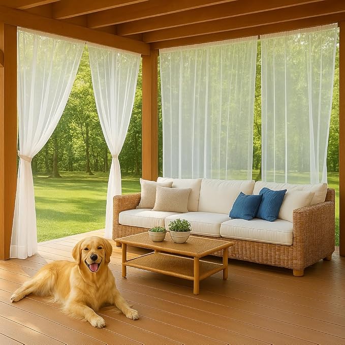 Patio Screen Mesh Outdoor Curtains Waterproof Sheer Lightweight Bug Netting f...