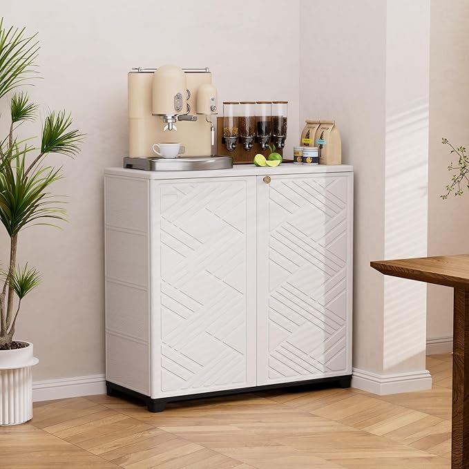 Outdoor/Indoor Storage Box,Resin and Plastic Storage Cabinet Waterproof,Outdo...