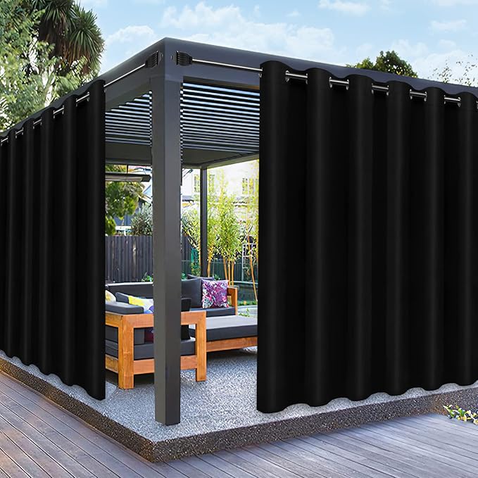 PureFit Outdoor Curtains for Patio Waterproof Weatherproof, UV and Fade Resis...