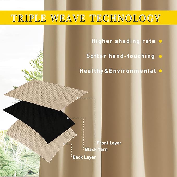 NICETOWN 2 Panels Outdoor Patio Curtains Windproof & Waterproof, Top &amp...