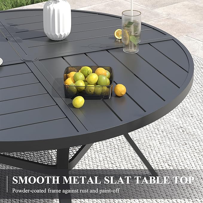 VICLLAX Patio Dining Set for 6, All Weather Metal Outdoor Furniture Set Inclu...