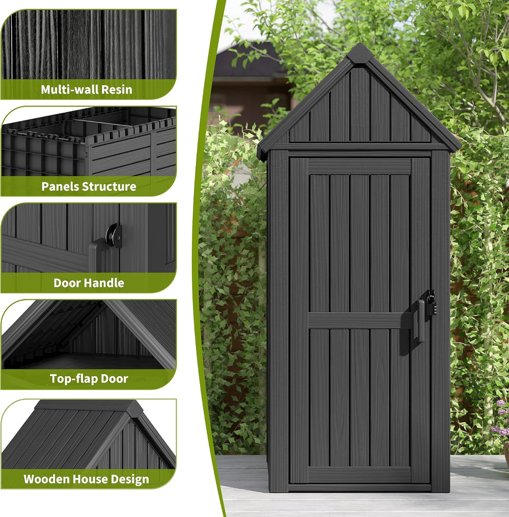 Outdoor Storage Shed, Waterproof Storage Cabinet with Ample Space, Sturdy Res...