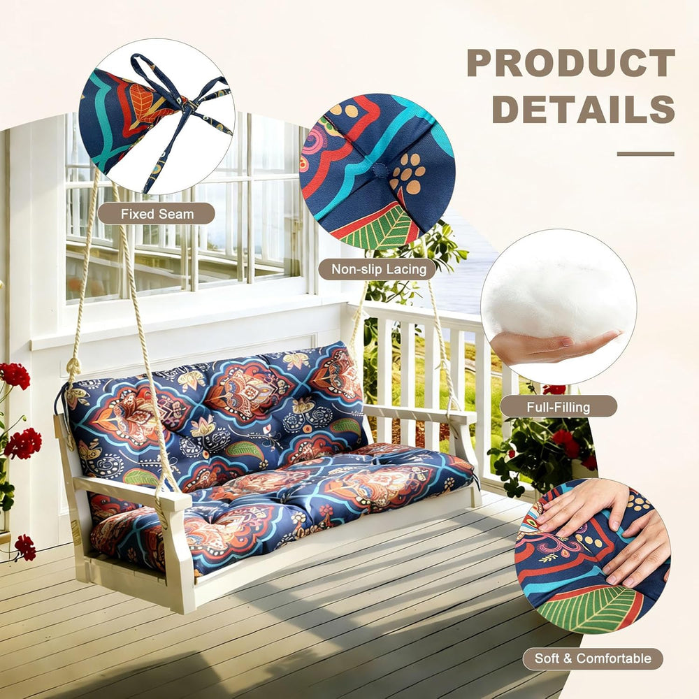 Porch Swing Cushion with Backrest,Waterproof Bench Cushion for Outdoor Furnit...