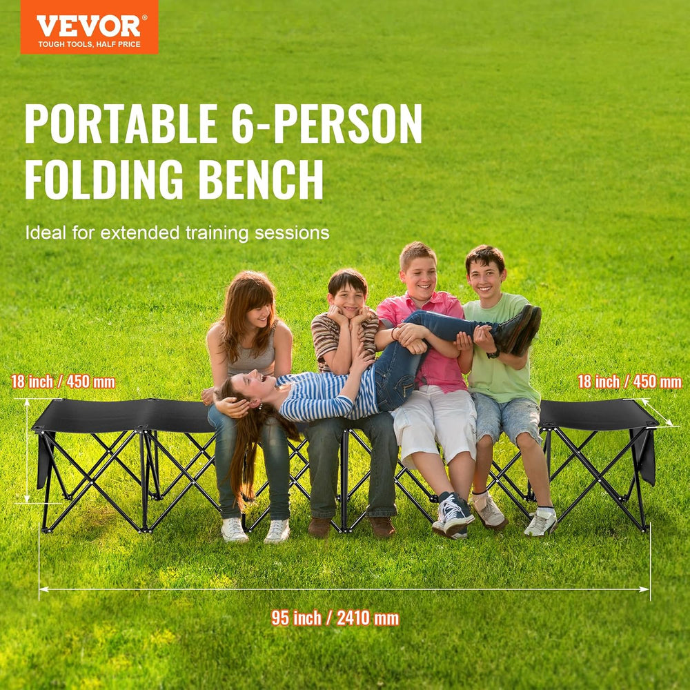 VEVOR Portable Folding Bench, 6 Seats Foldable Sideline Bench, Outdoor Campin...
