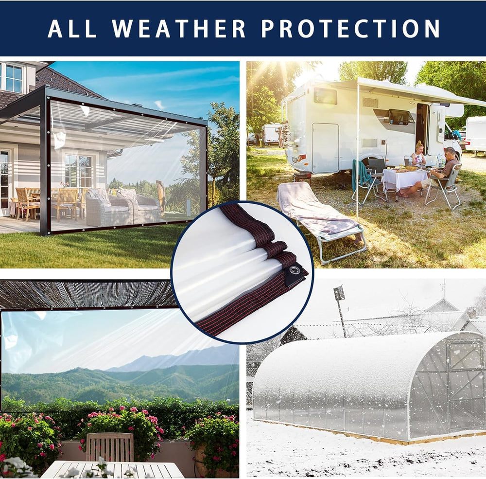 Clear Waterproof Tarp Heavy Duty 7x12ft-2P,90% Transparent Vinyl Plastic