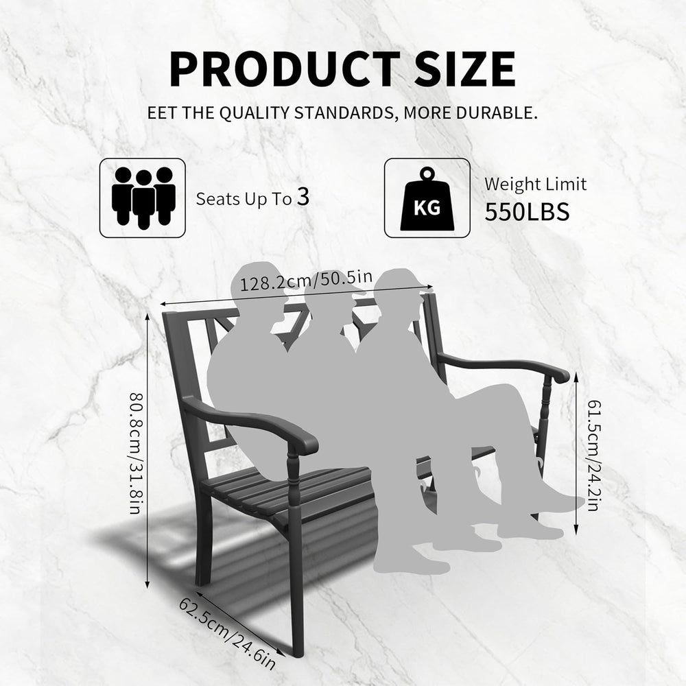 50 Inches Outdoor Bench Park Patio Furniture Garden Bench Seating