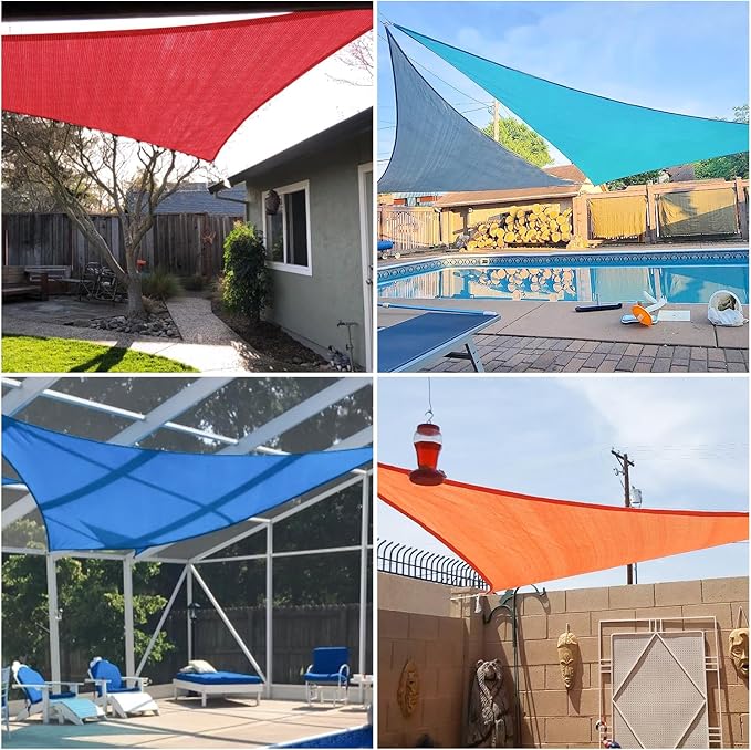 E&K Sunrise 15' x 15' x 15' Sun Shade Sail Triangle Canopy Sh...
