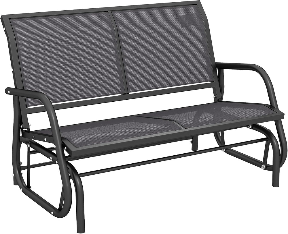 Outsunny 2-Person Outdoor Glider Bench with Steel Frame, Gray
