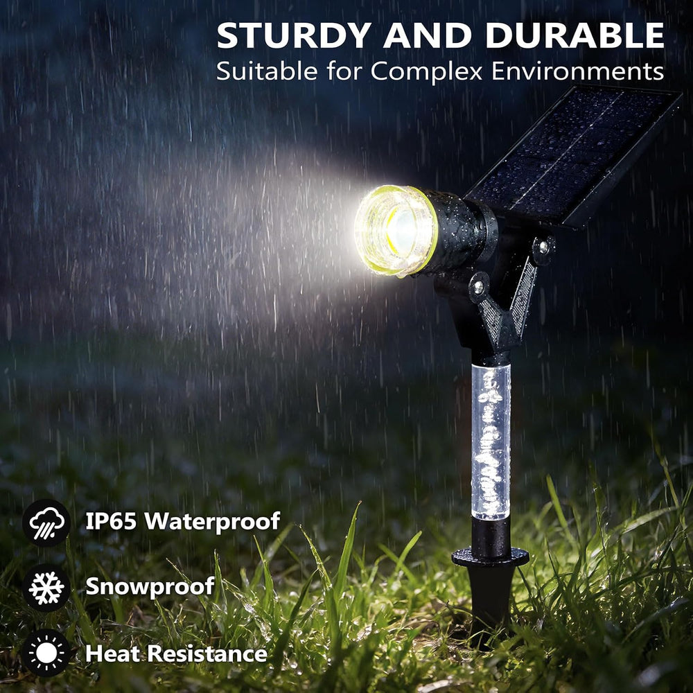 DenicMic Solar Spot Lights Outdoor Waterproof White Lens LED 4 Pack | Adjusta...