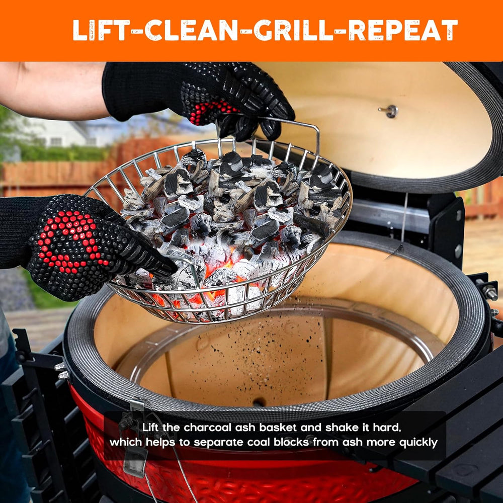 onlyfire Stainless Steel Charcoal Ash Basket with Handle Charcoal Holder | Fi...