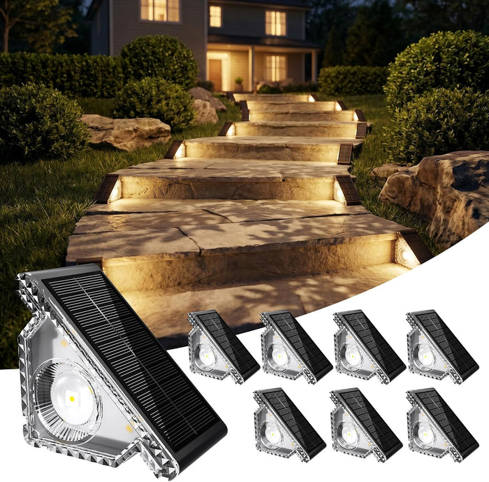 Solar Step Lights 8 Pack,Solar Deck Lights Outdoor Waterproof IP67