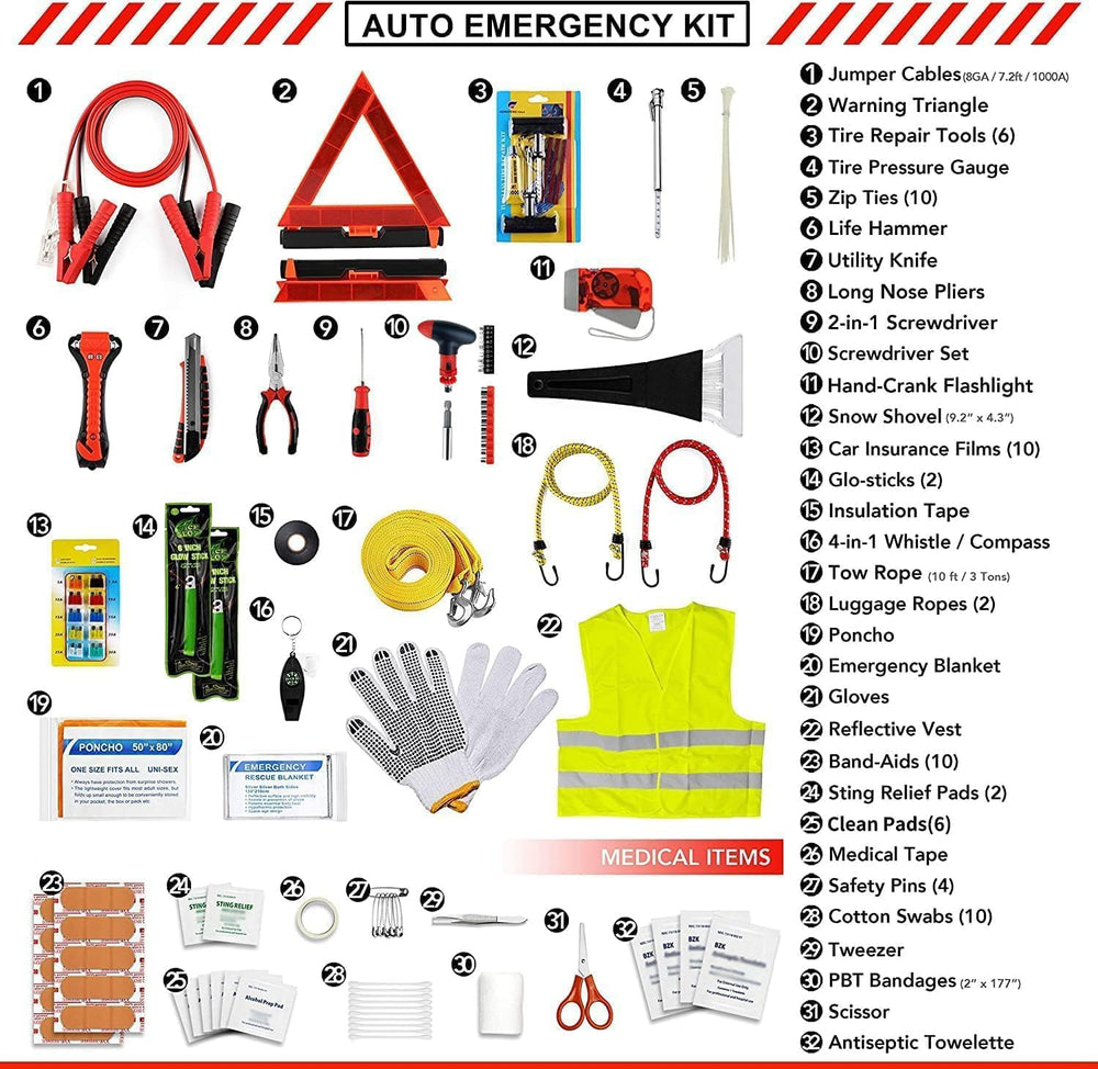 Kitgo Car Emergency Kit,Premium Roadside Assistance Essentials with Jumper Ca...