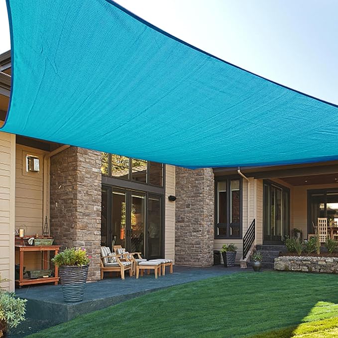 LOVE STORY Custom Size 8'x8' Turquoise Blue Sun Shade Sail Rectangle ...