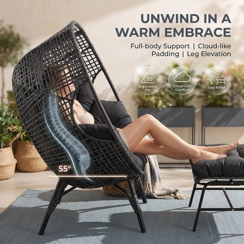 RADIATA Double Egg Chair Outdoor, 2 Person Wicker Patio Lounge Loveseat