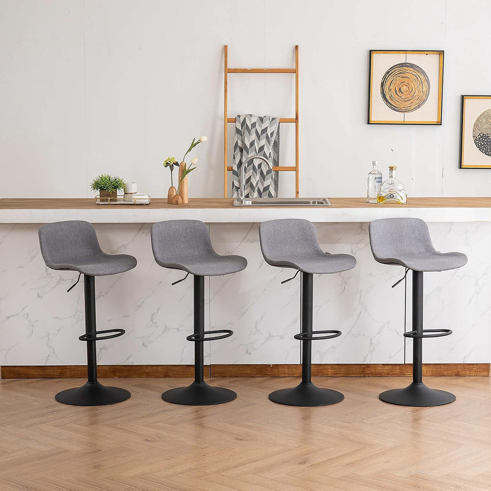YOUTASTE Fabric Grey Bar Stools Set of 2, Modern Upholstered Counter Height B...