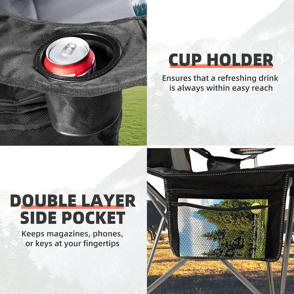 2 Pack Folding Camping Chairs for Adults - High Back Padded Outdoor Lawn Chai...