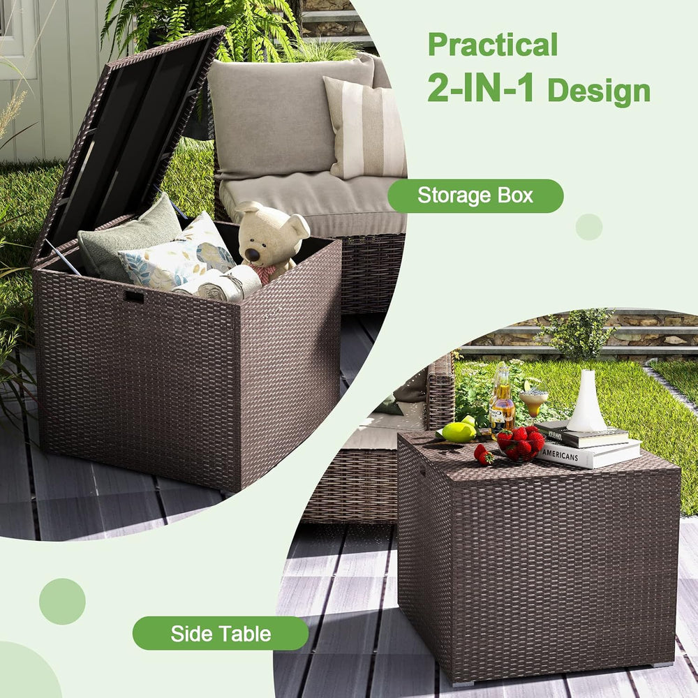 HAPPYGRILL Outdoor Storage Deck Box, 72 Gallon Square Wicker Patio Rattan Sto...