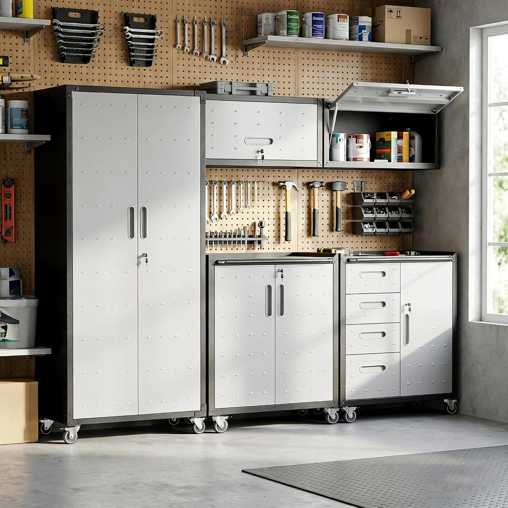 Garage Cabinet System | Heavy Duty Steel All-in-One Modular Garage Cabinet Se...