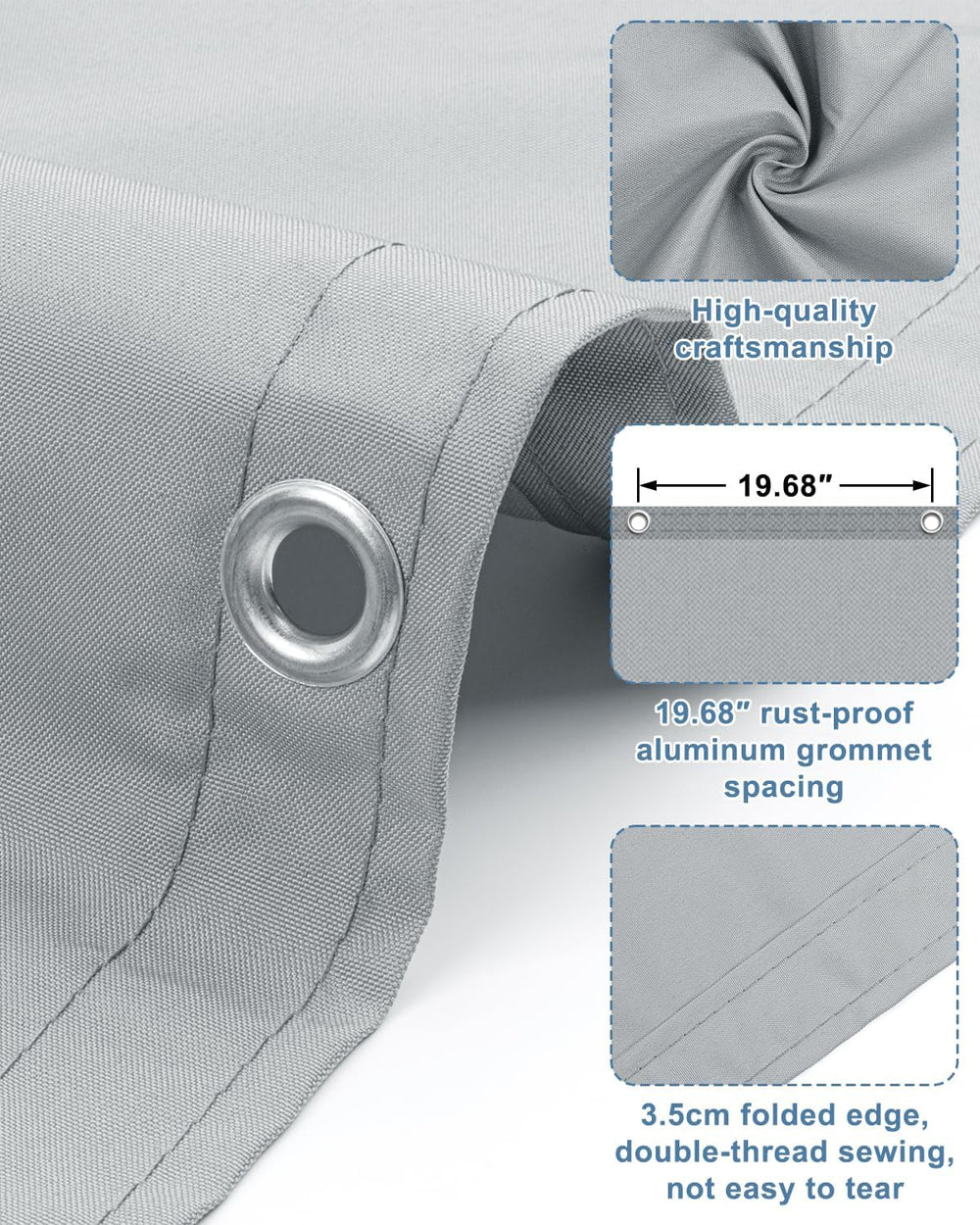 SUNLAX Waterproof Balcony Privacy Screen 3.3'x19.7' Grey Fence Cover