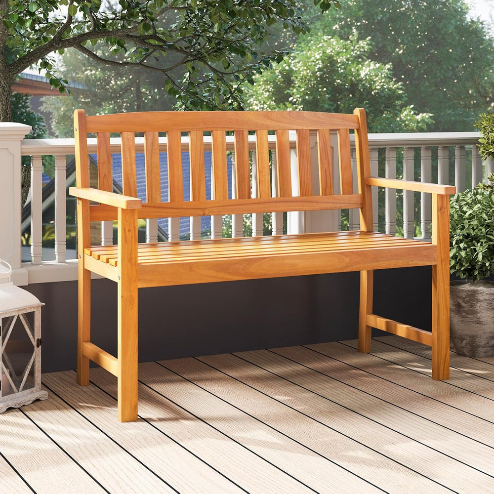 COSTWAY Wooden Bench Outdoor, Sturdy Outdoor Acacia Wood Bench