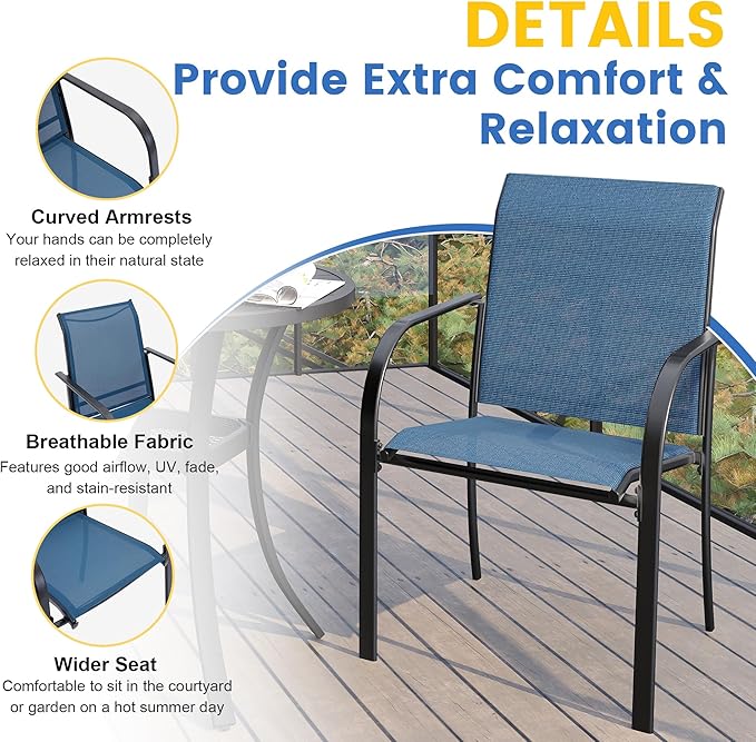 VICLLAX Patio Table and Chair Set of 6, All Weather Metal Round Outdoor Dinin...