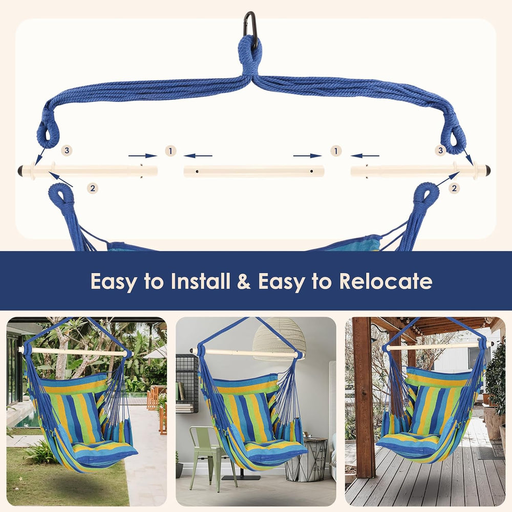 Highwild Hammock Chair Hanging Rope Swing - Max 500 Lbs - 2 Cushions Included...