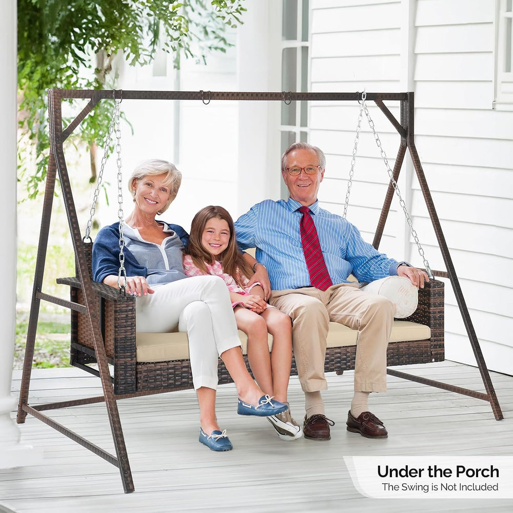Outvita 7FT Rattan Porch Swing Stand Frame with Hanging Rings