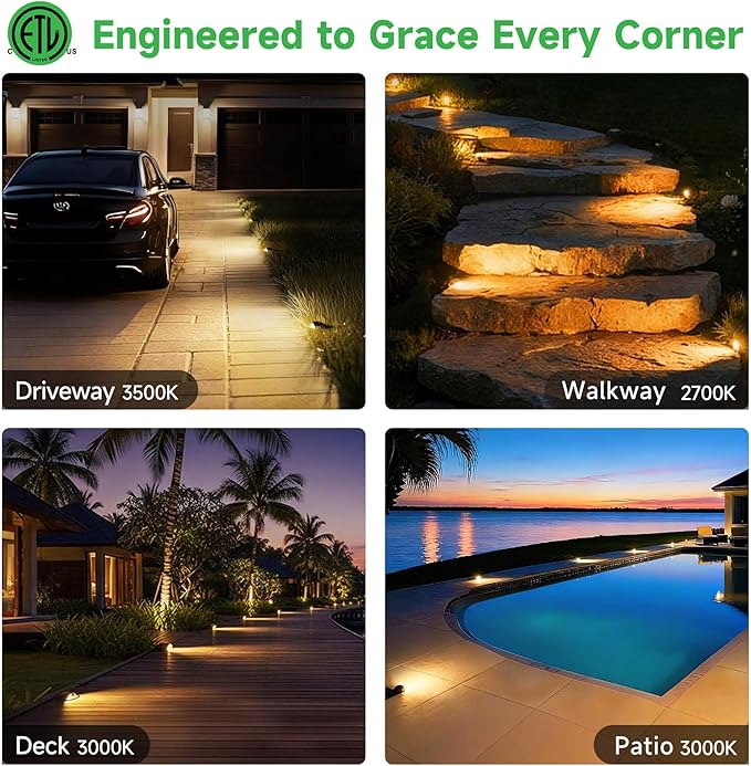 In Ground Landscape Lighting Low Voltage - 2700K-5000K 5 Color Selectable LED...