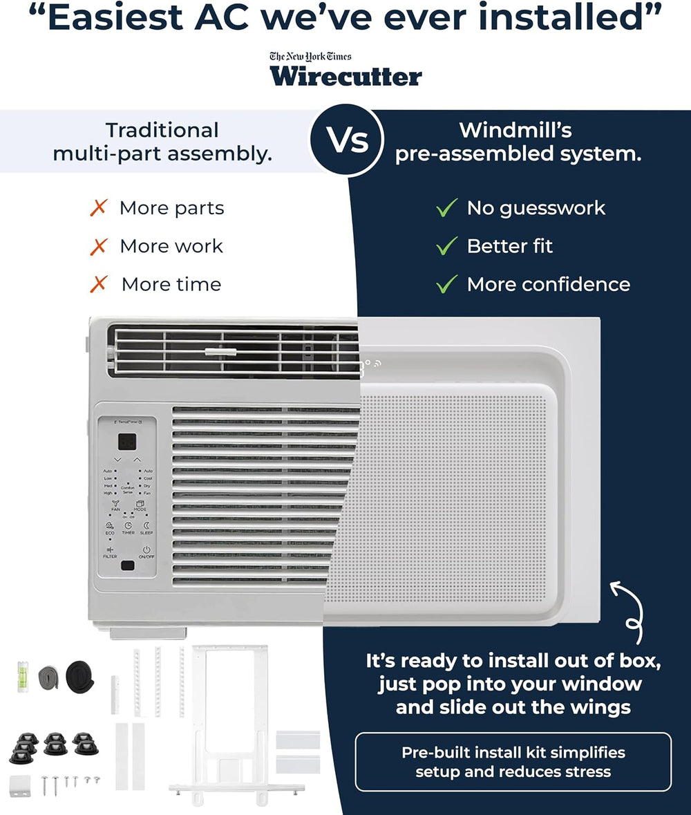 Windmill 10,000 BTU Quiet Window Air Conditioner, Cools up to 350-450 sq ft