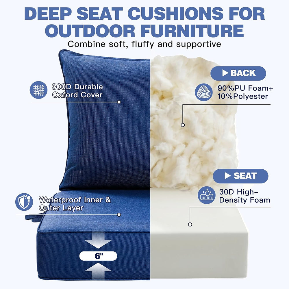 Patio Furniture Cushion Set, 24 x 24 Replacement Chair Cushion,2PC, Blue