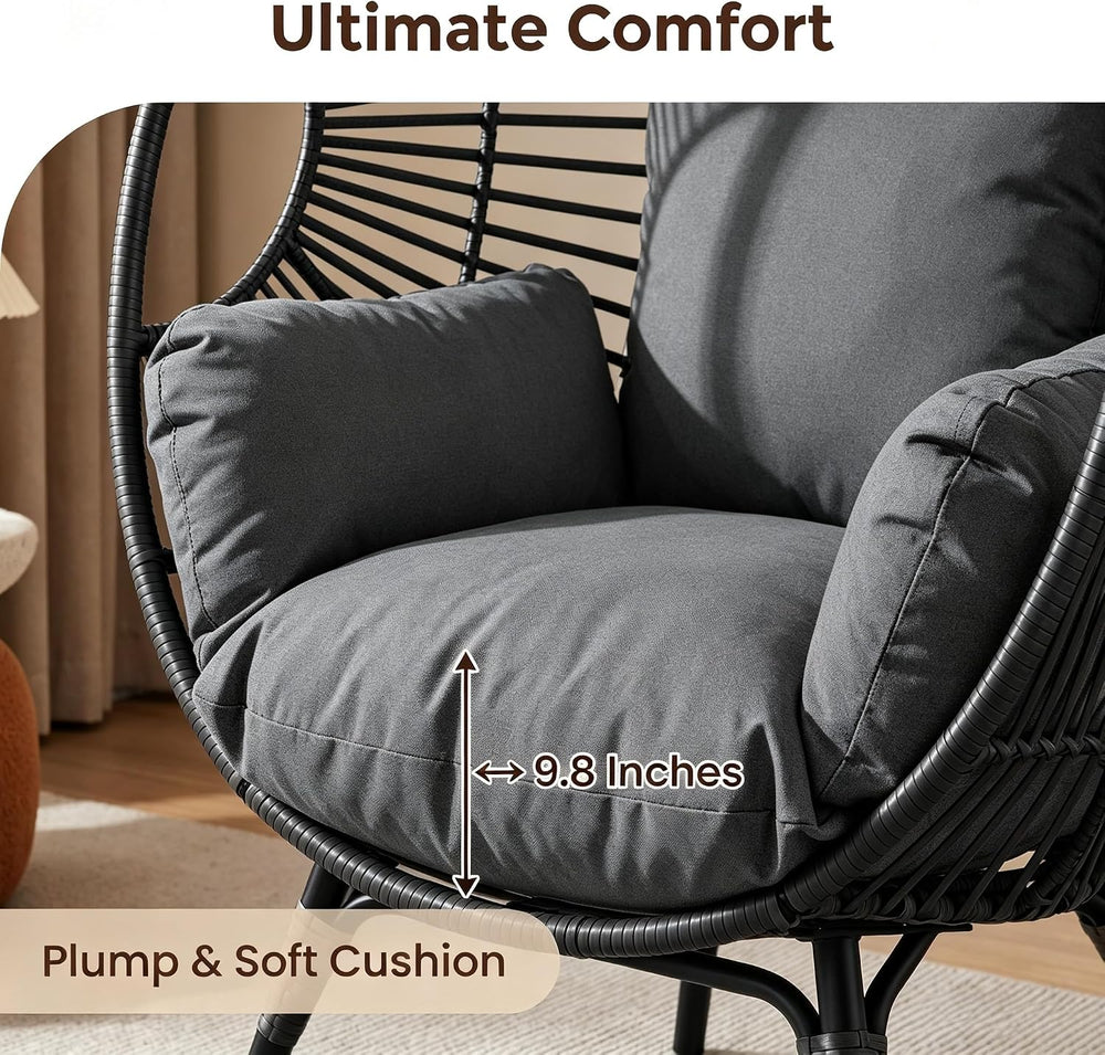 Oversized Egg Chair Set of 2 Outdoor Indoor with Thicken Cushions