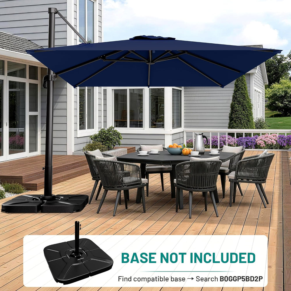 AreShark 10 X 13 FT Cantilever Umbrella w/ 360-Degree Rotation, Navy