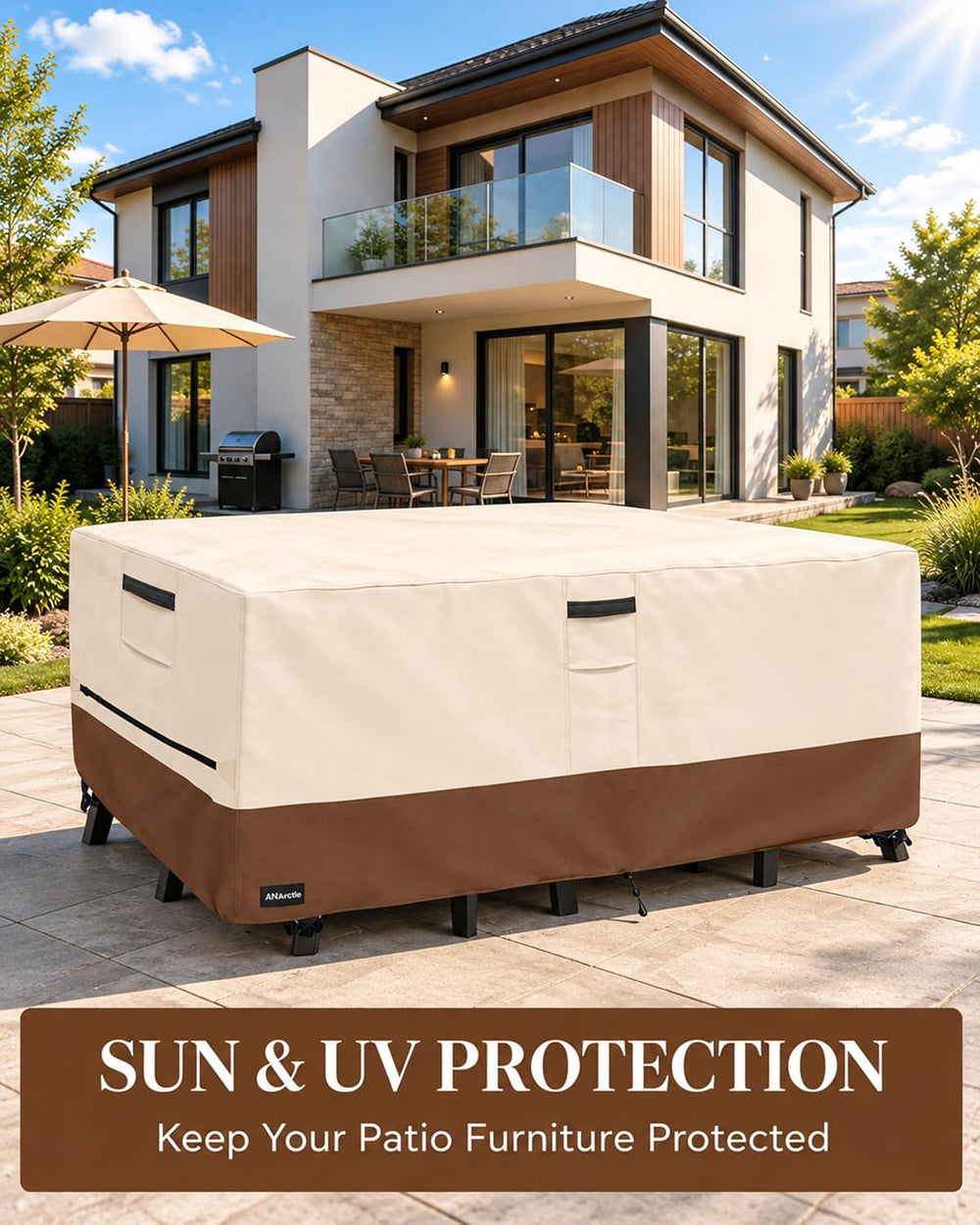 Outdoor Furniture Covers Waterproof, 111L x 74W x 28 inches, Beige