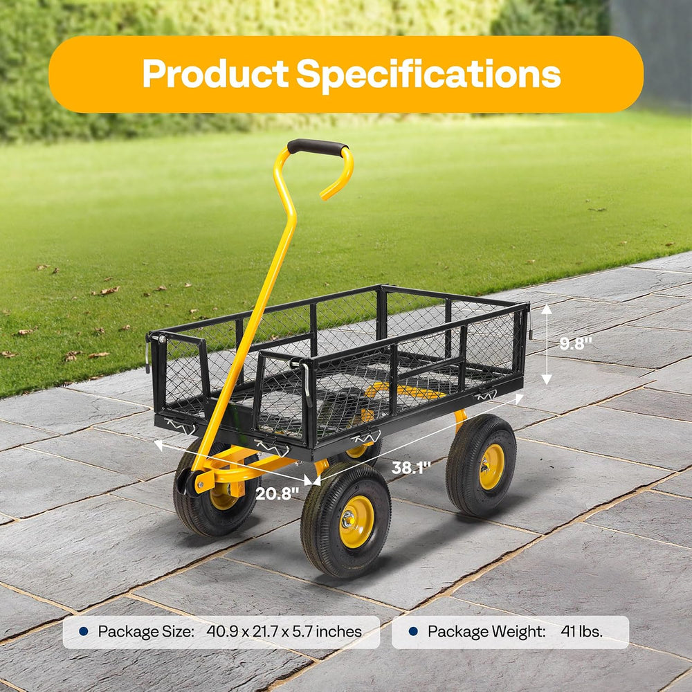 VIVOHOME Heavy Duty 880 Lbs 4.5 Cu Ft Mesh Steel Garden Cart Utility Wagon