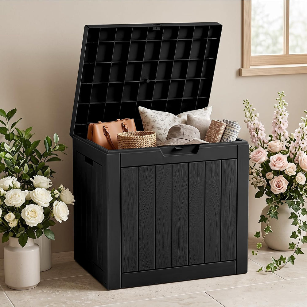 30 Gallon Outdoor Storage Box, Waterproof Resin Deck Box with Side Handles, L...