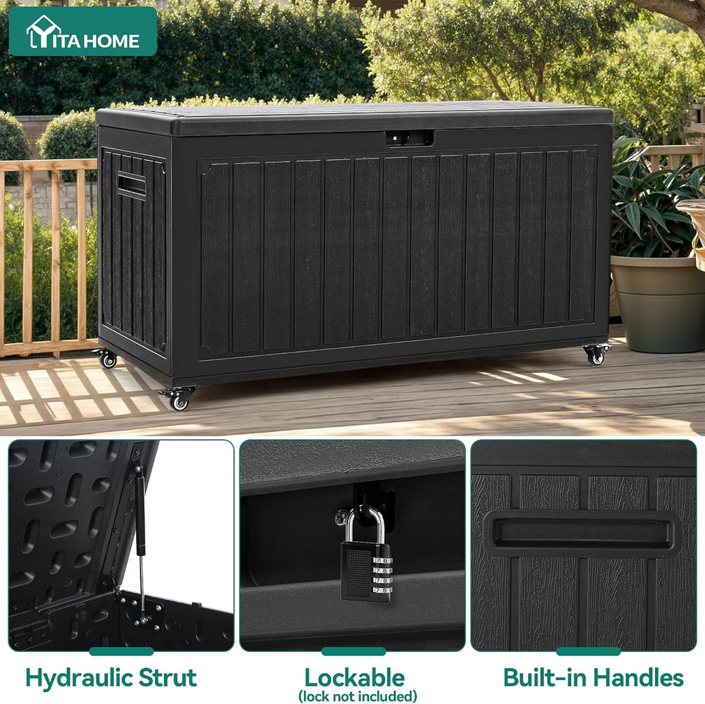 YITAHOME 90 Gallon Outdoor Storage Box with 6 Wheels