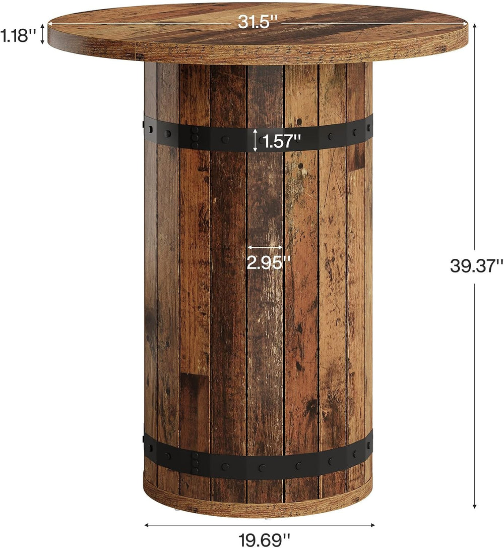 Tribesigns Round Bar Table, 39.4-Inch Bar Height, Bistro Pub Table
