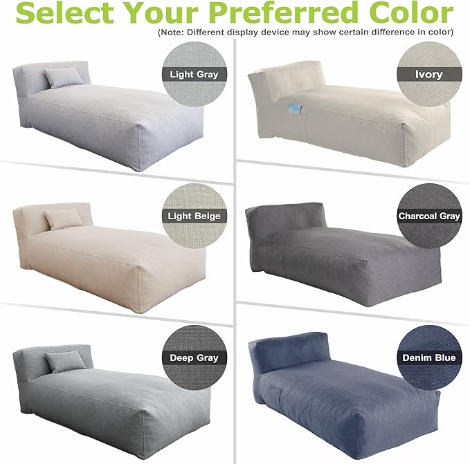 Outdoor Bean Bag Lounger Chair, Big Comfy Outdoor Daybed for Sunbathing and T...