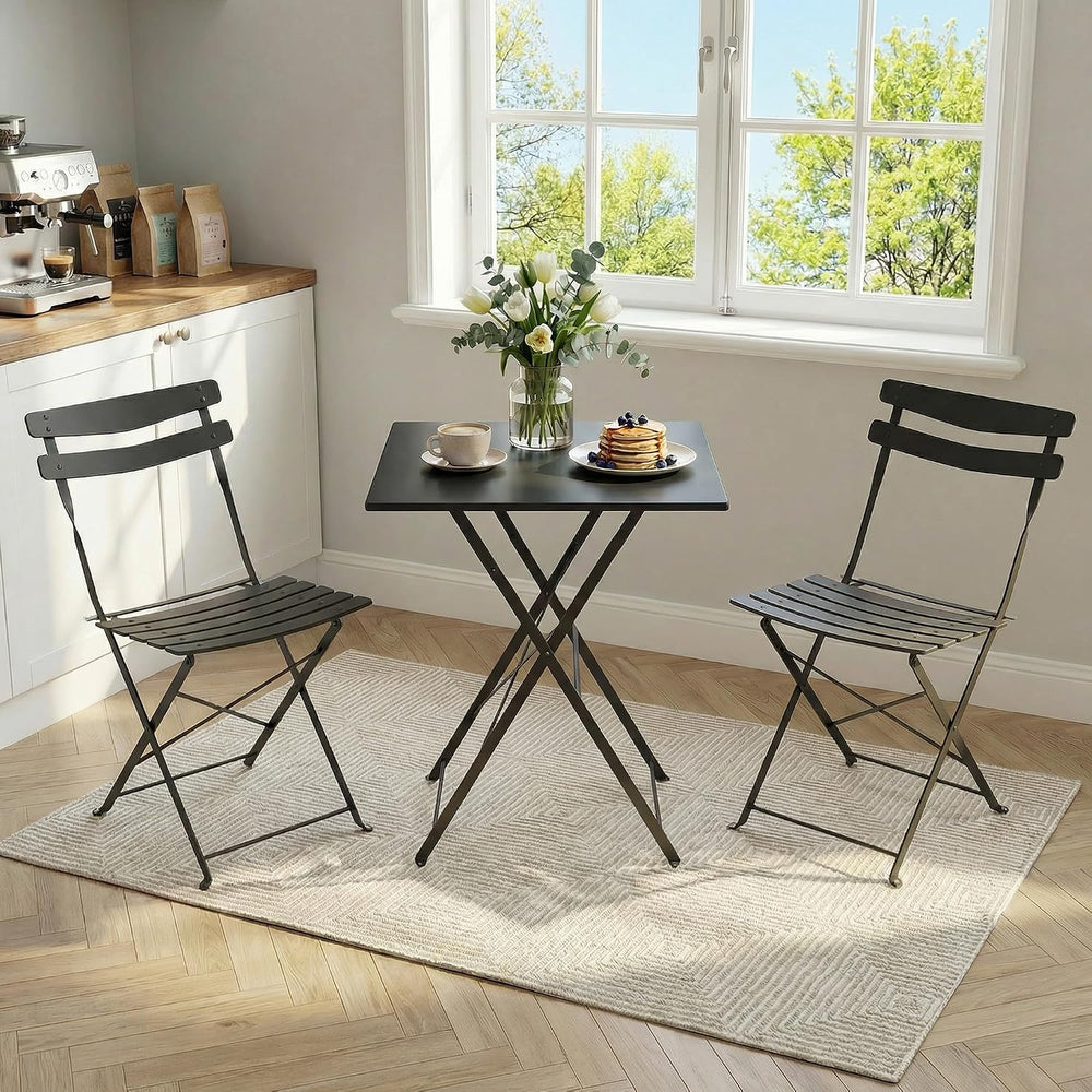 GAOMON 3-Piece Bistro Set – Steel Frame Space-Saving Folding Patio Furniture ...