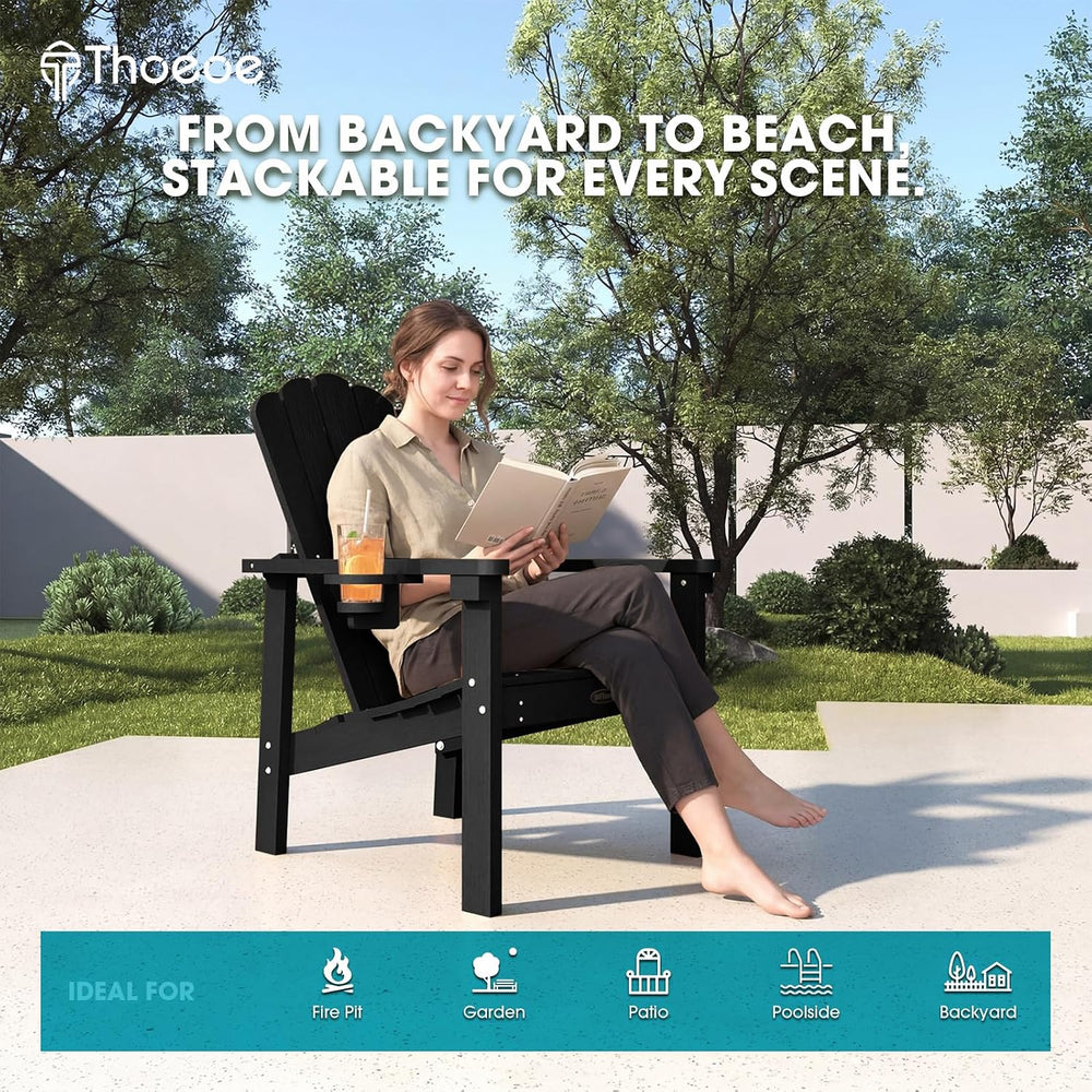 THOEOE Stackable Adirondack Chair Set of 4, HDPE Fire Pit Chairs Set of 4