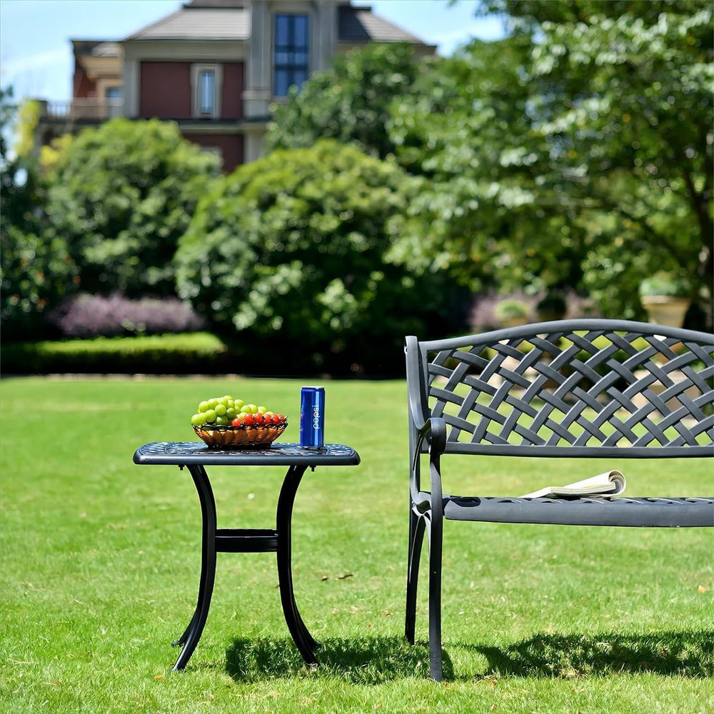 Outdoor 21" Cast Aluminum Square Side Table Set of 2 End Table for Patio...
