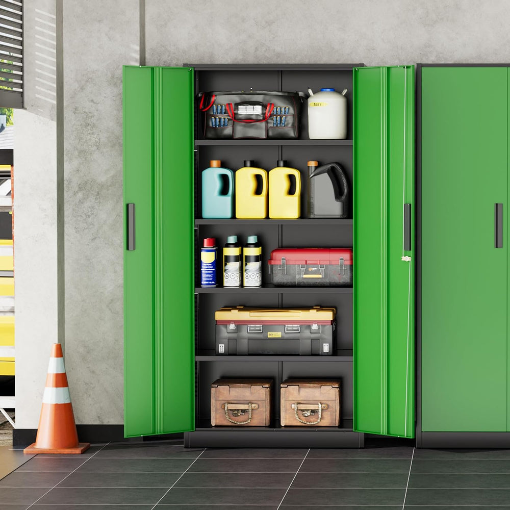 Storage Cabinet with Doors and Shelves, Metal Garage Storage Cabinets with Lo...